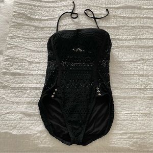 Robin Piccone Mia Crochet Bandeau One-Piece Swimsuit